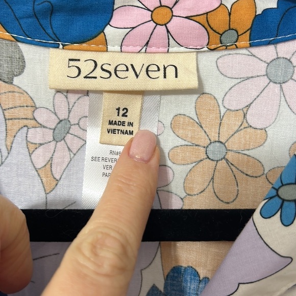 Floral Midi Dress in Blue and Orange - Picture 4 of 8